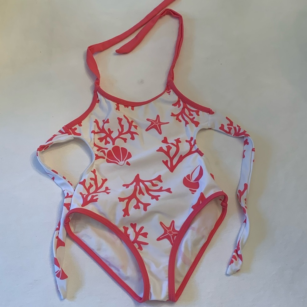 Gymboree Coral & White Bathing Suit. Size 5